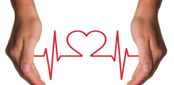 “Person sleeping peacefully with melatonin supplement bottle beside bed, heart illustration overlay”